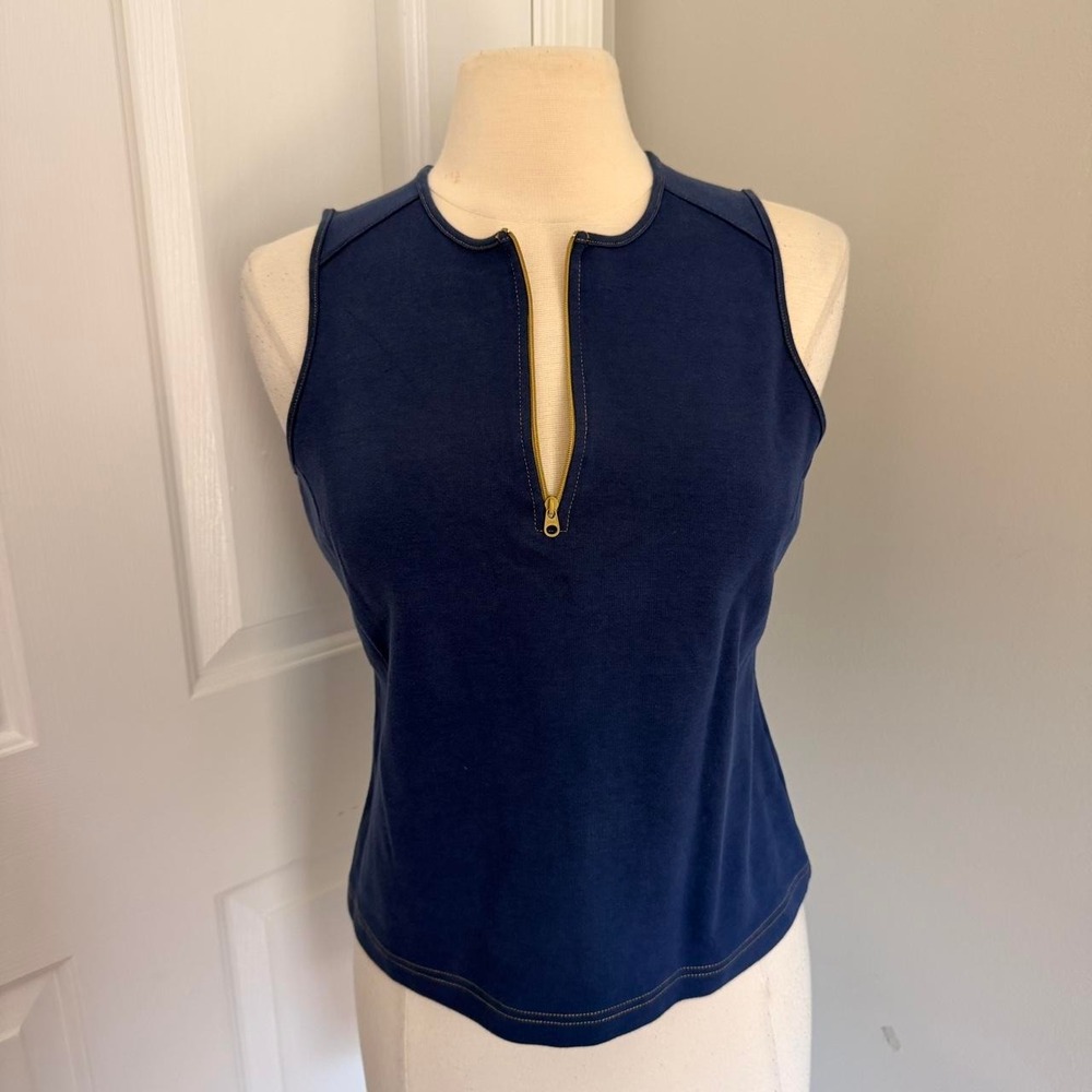 Y2K BLUE WILLI SMITH HALF ZIP SLEEVELESS TOP